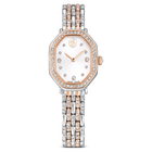swarovski ساعة dextera octagon، صناعة سويسرية، سوار معدني، لون فضي، لمسة نهائية بلون ذهبي وردي