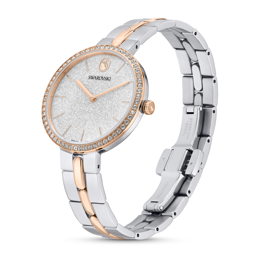 swarovski cosmopolitan watch  swiss made  metal bracelet  silver tone  mixed metal finish