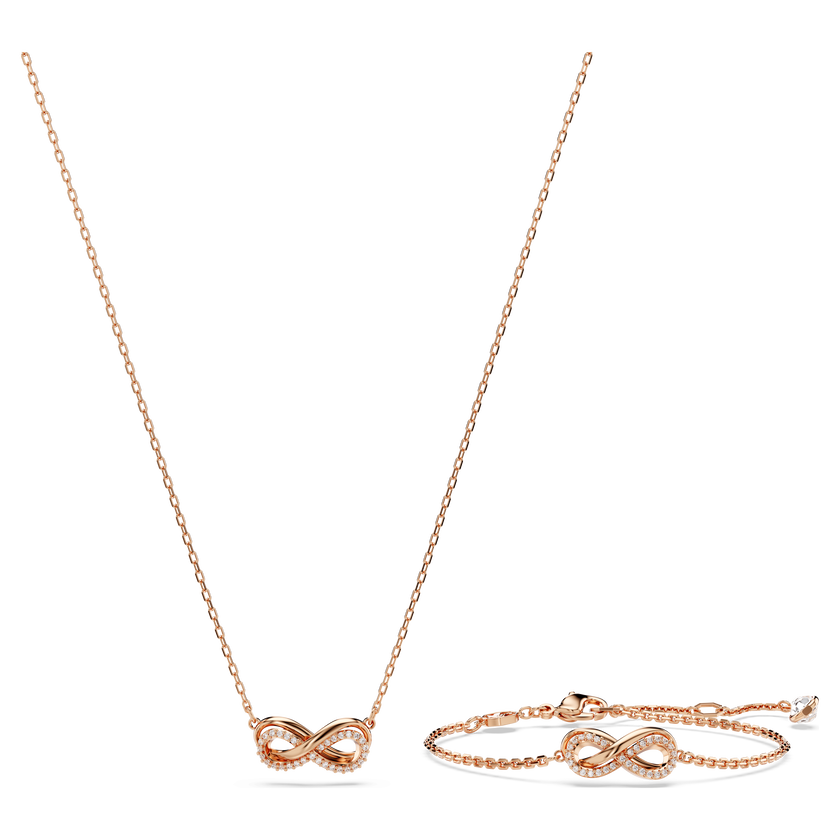 swarovski hyperbola set  infinity  white  rose gold tone plated