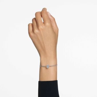 swarovski una bangle  octagon cut  pav   white  rhodium plated