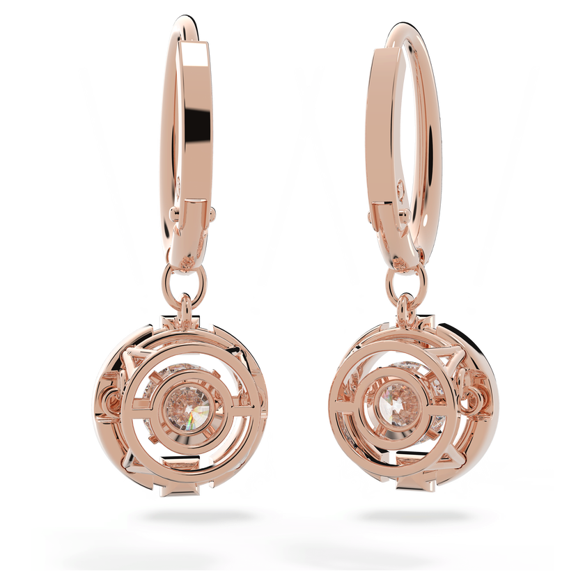 swarovski una drop earrings  round cut  white  rose gold tone plated