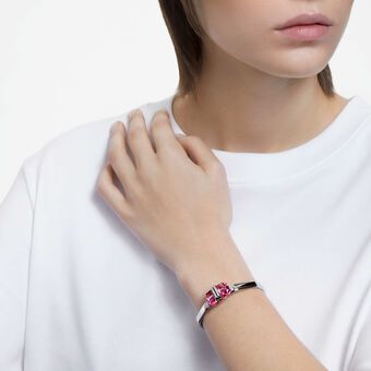 Lucent bangle, Magnetic, Pink, Stainless steel swarovski lucent bangle magnetic pink stainless steel