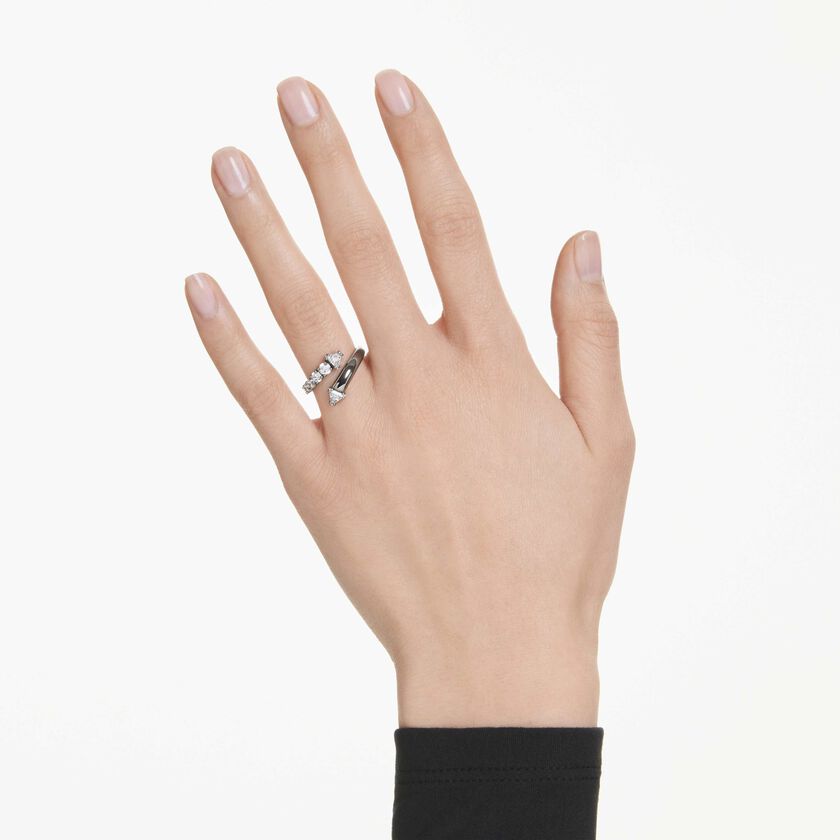 Sublima open ring, Mixed cuts, White, Ruthenium plated swarovski sublima open ring  mixed cuts  white  ruthenium plated
