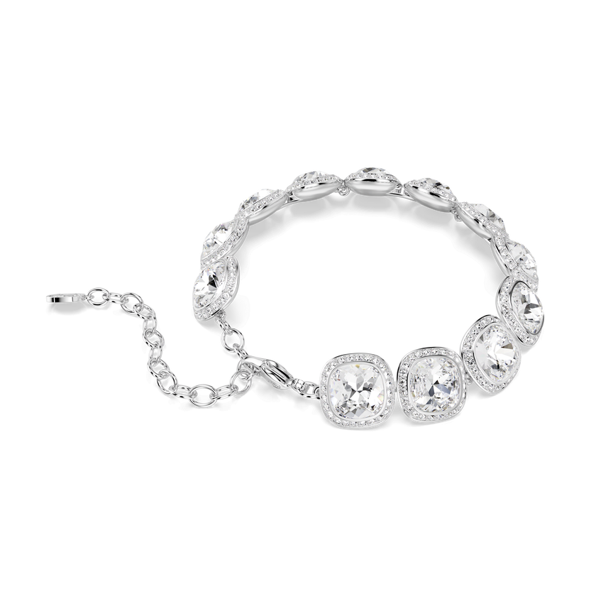 swarovski una angelic bracelet  cushion cut  white  rhodium plated