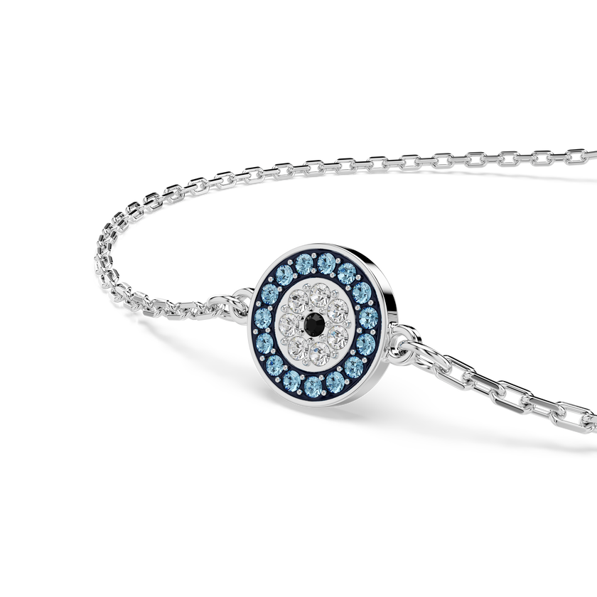 swarovski سوار luckily، أحجار كريستال صغيرة متراصة، شكل عين، لون أزرق، طلاء روديوم