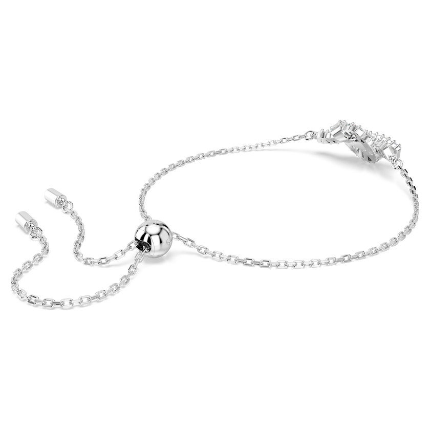 swarovski matrix bracelet  baguette cut  knot  white  rhodium plated