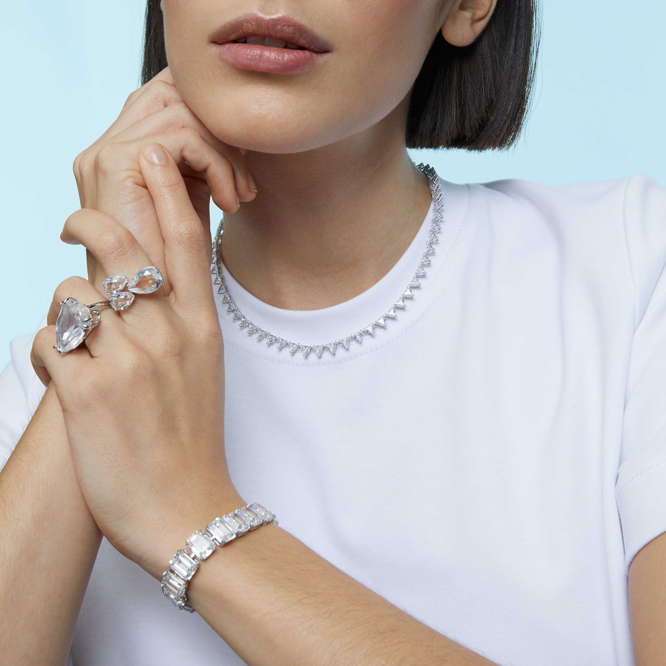 swarovski mesmera cocktail ring  white  rhodium plated