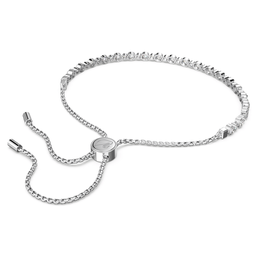swarovski matrix tennis bracelet  round cut  white  rhodium plated
