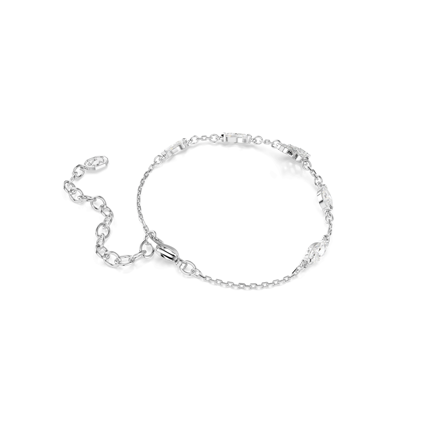 swarovski swan bracelet  mixed cuts  swan  white  rhodium plated