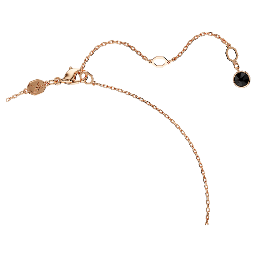 swarovski swan pendant  swan  small  black  rose gold tone plated