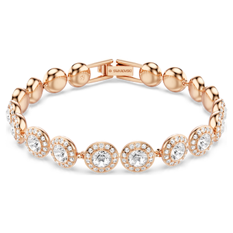 swarovski سوار una angelic، قطع مُستدير،   ترصيع بافيه، حجم متوسط، لون أبيض،  لمسة نهائية من الذهب الوردي عيار 18 قيراط