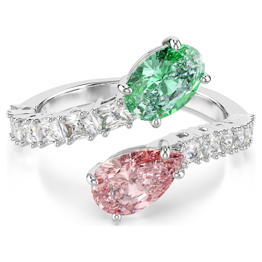 ariana grande x swarovski open ring  mixed cuts  multicolored  rhodium plated