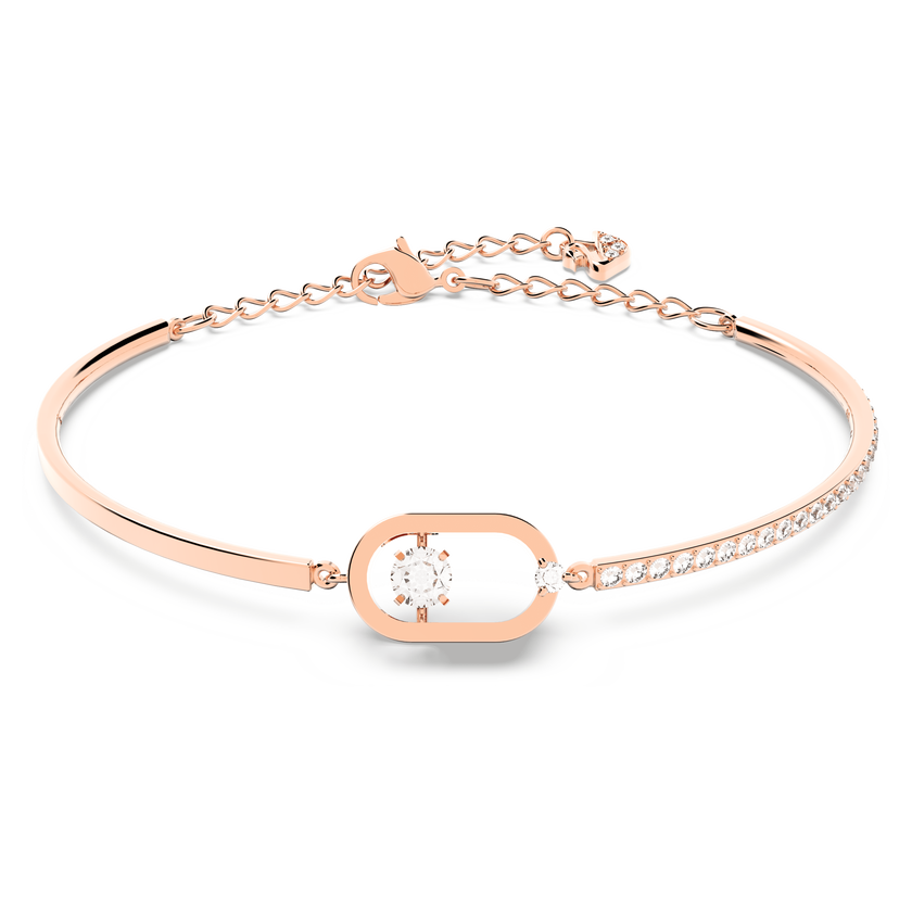 swarovski una bracelet  round cut  oval shape  white  rose gold tone plated
