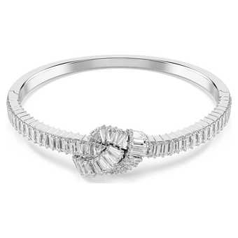 swarovski matrix bangle  baguette cut  knot  white  rhodium plated