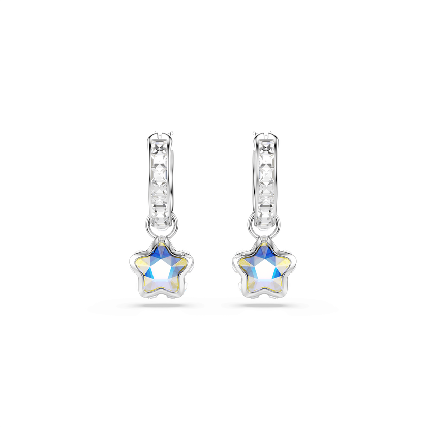 swarovski أقراط متدلية chroma، قطع متنوع، شكل نجمة، لون أبيض، طلاء روديوم