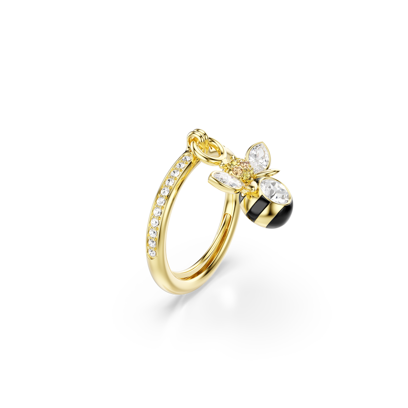 swarovski idyllia motif ring  mixed cuts  bee  multicolored  gold tone plated