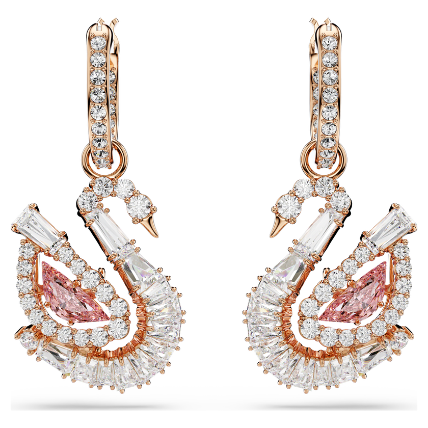 swarovski swan drop earrings  pav   swan  pink