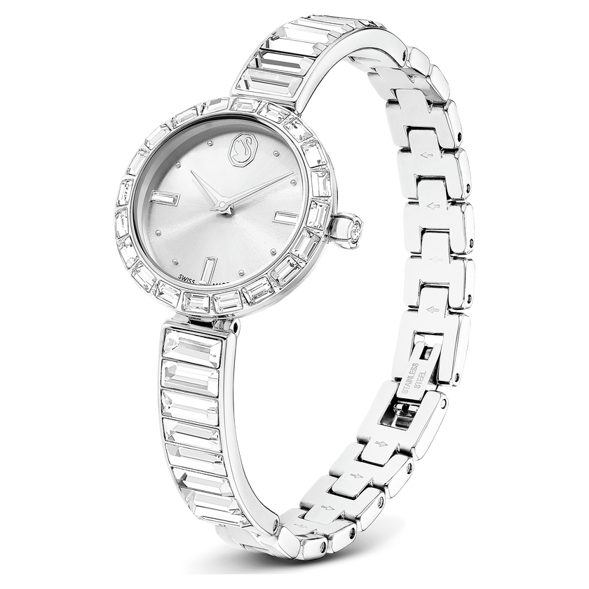 swarovski ساعة matrix bangle، صناعة سويسرية، سوار كريستال، لون أبيض، ستانلس ستيل