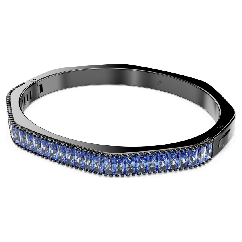 swarovski matrix bangle  baguette cut  blue  ruthenium plated