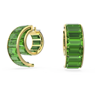 Matrix hoop earrings, Green, Gold-tone plated
