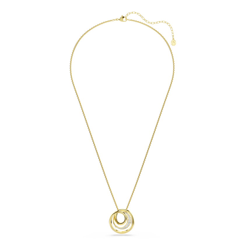 swarovski hyperbola necklace  round cut  white  gold tone plated