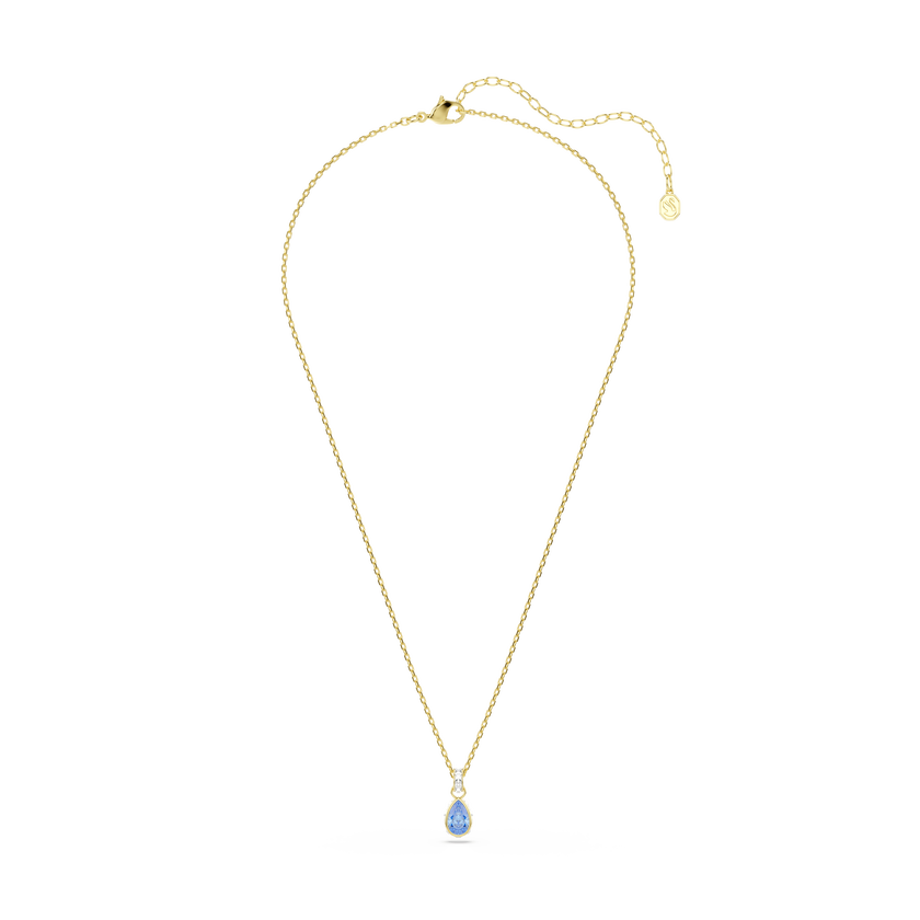 swarovski chroma pendant  pear cut  blue  18k gold finish