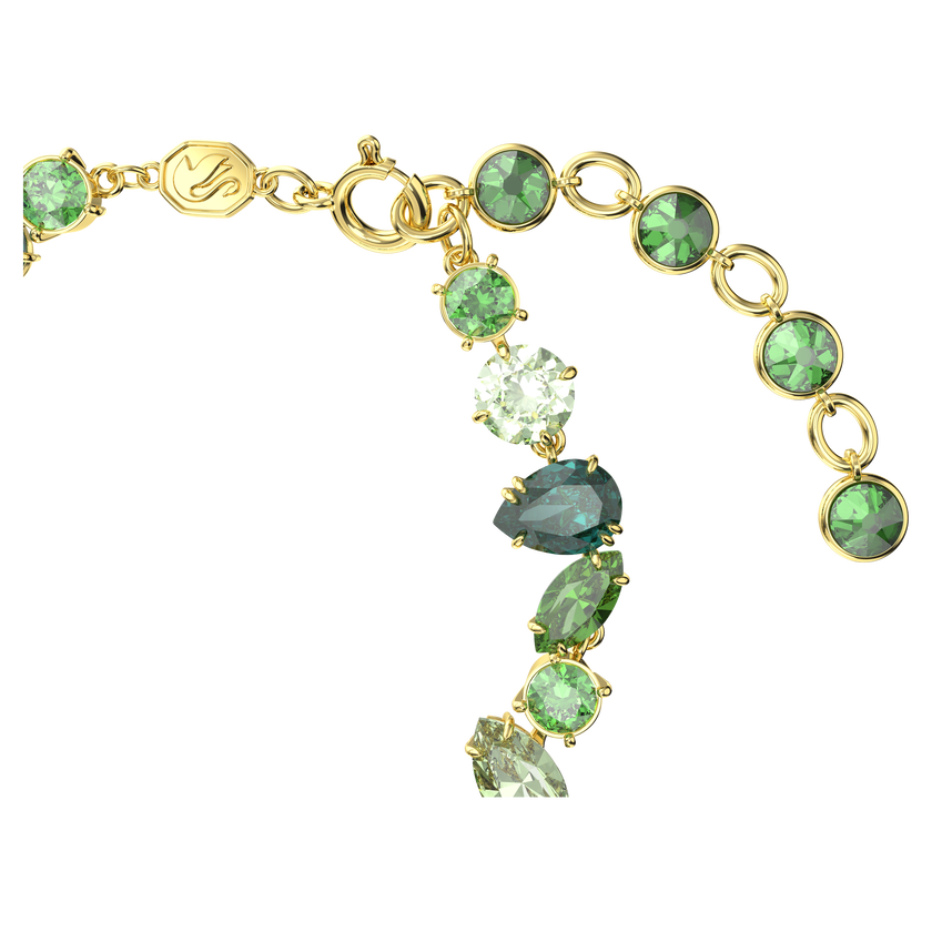 swarovski gema bracelet  mixed cuts  green  18k gold finish