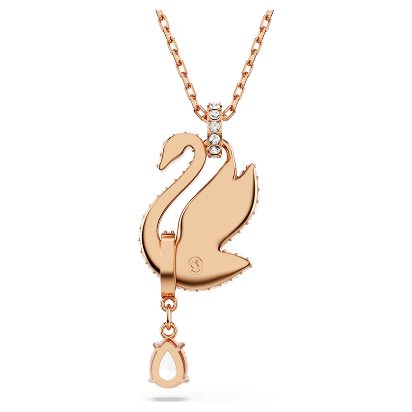swarovski swan pendant  swan  black  rose gold tone plated