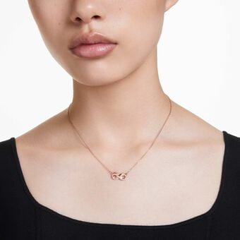 swarovski hyperbola pendant  pav   infinity  white  18k rose gold finish