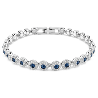 swarovski una angelic tennis bracelet  round cut  blue  rhodium plated
