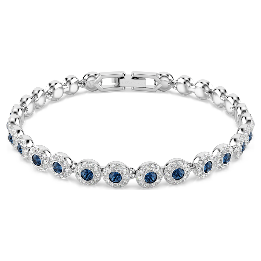 swarovski سوار تنس una angelic، قطع مستدير، لون أزرق، طلاء روديوم