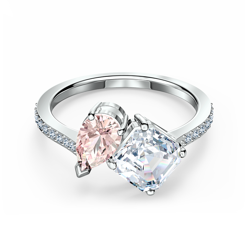 swarovski attract soul ring  pink  rhodium plated
