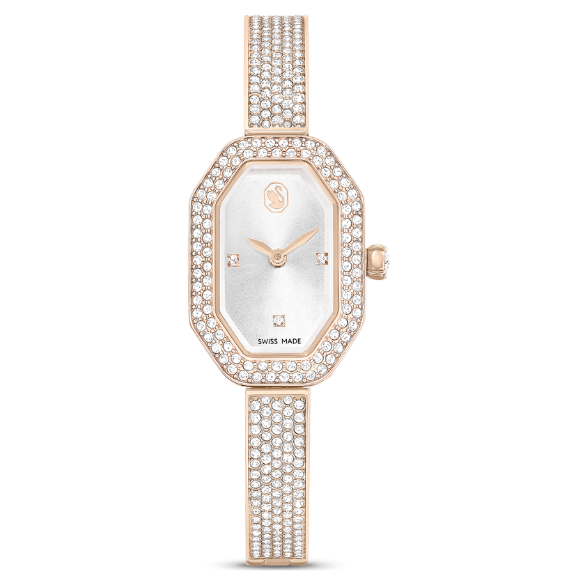swarovski dextera bangle watch  swiss made  metal bracelet  gold tone  champagne gold tone finish