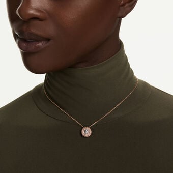 swarovski قلادة sublima، قطع مُستدير، لون أبيض، لمسة نهائية من الذهب الوردي عيار 18 قيراط