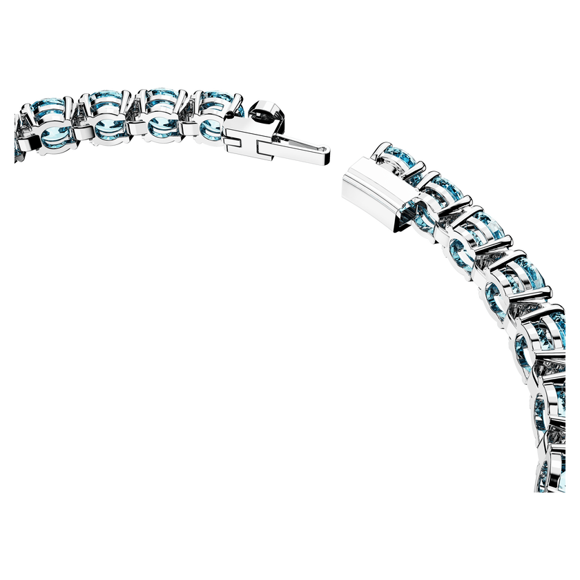 swarovski matrix tennis bracelet  round cut  blue  rhodium plated