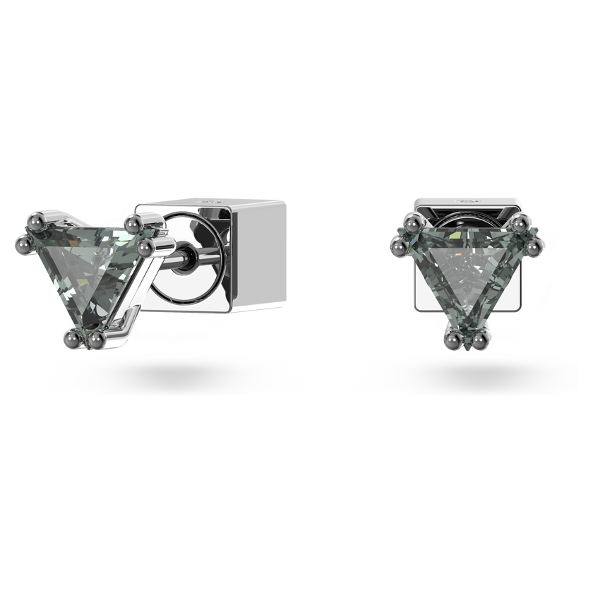 swarovski stilla stud earrings  triangle cut  black  ruthenium plated