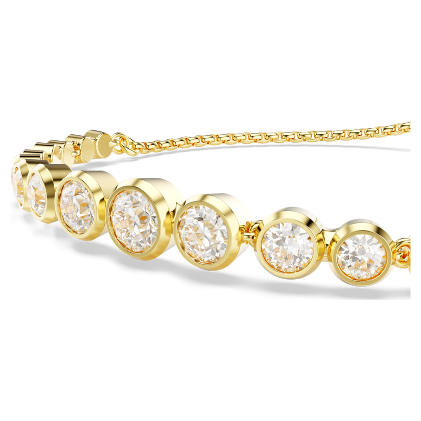 swarovski imber tennis bracelet  mixed round cuts  white  gold tone plated