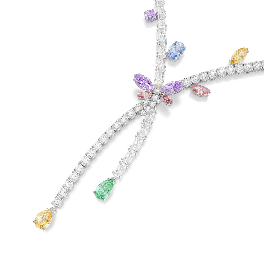 ariana grande x swarovski necklace  mixed cuts  dragonfly  multicolored  rhodium plated
