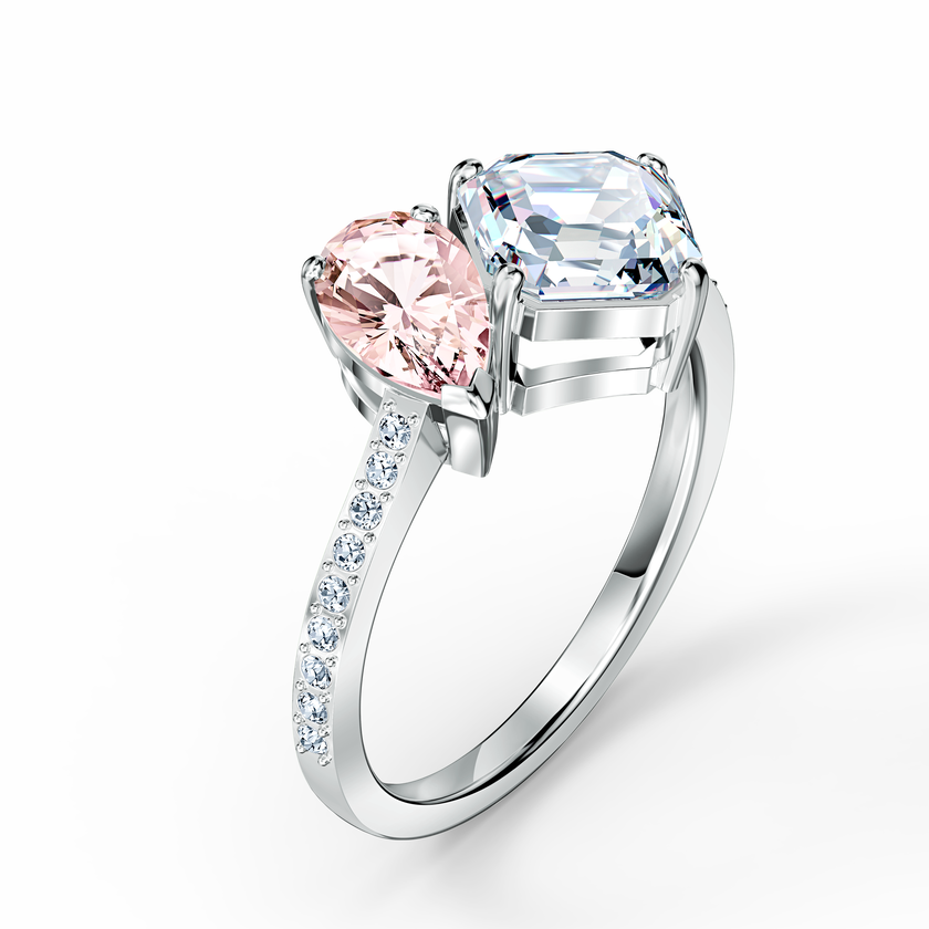 swarovski attract soul ring  pink  rhodium plated