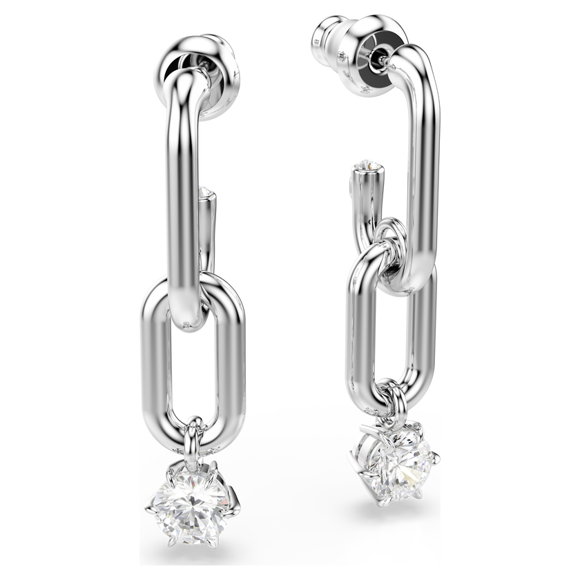 swarovski constella drop earrings  crystal pearl  round cut  white  rhodium plated