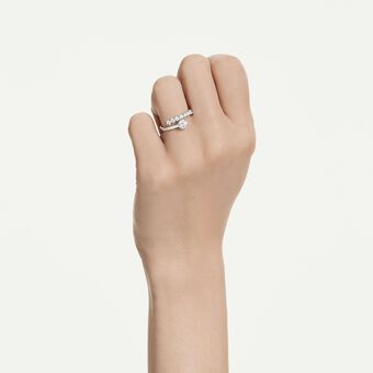 swarovski matrix open ring  round cut  white  rhodium plated