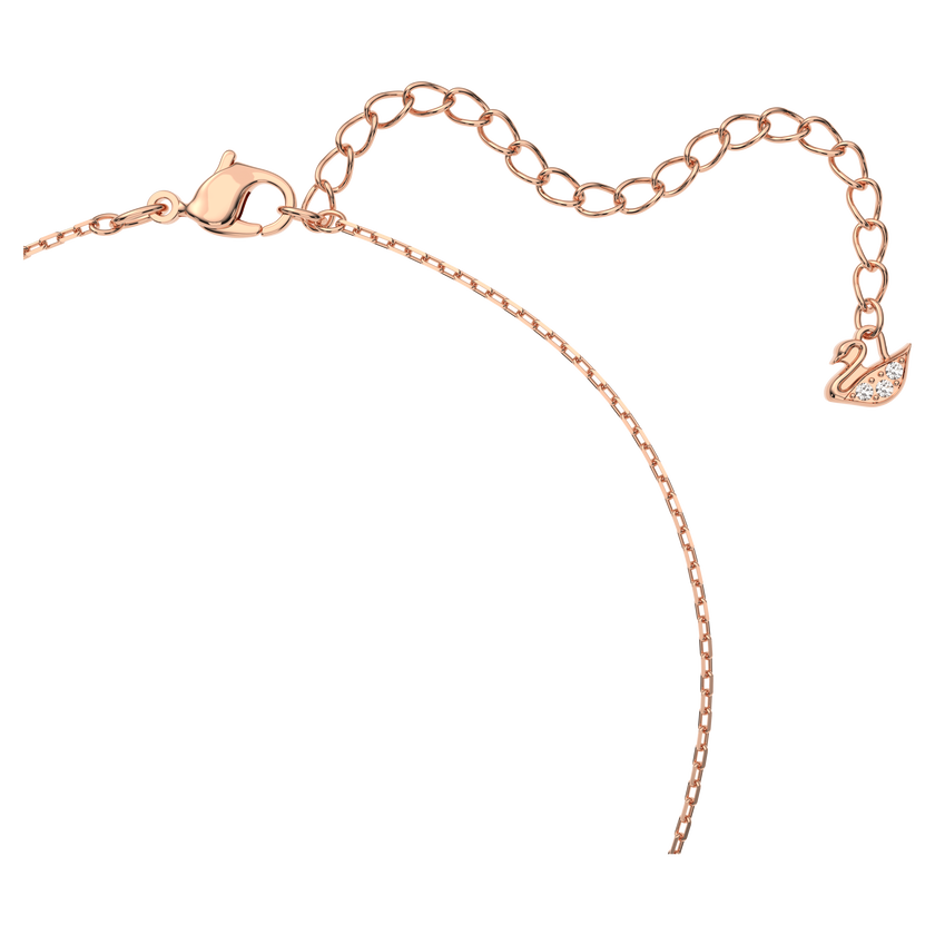 swarovski عقد swan، على شكل بجعة، لون وردي، طلاء ذهبي وردي