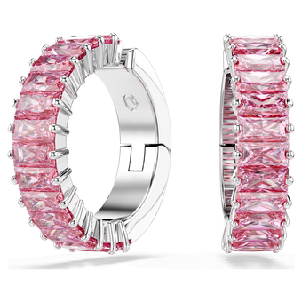 swarovski matrix ear cuffs  baguette cut  pink  rhodium plated