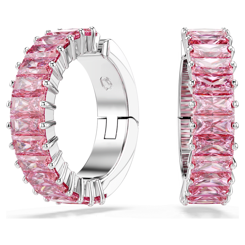 swarovski matrix ear cuffs  baguette cut  pink  rhodium plated