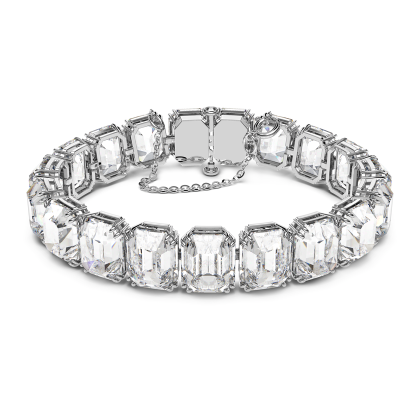 swarovski millenia bracelet  small octagon cut crystals  white  rhodium plated