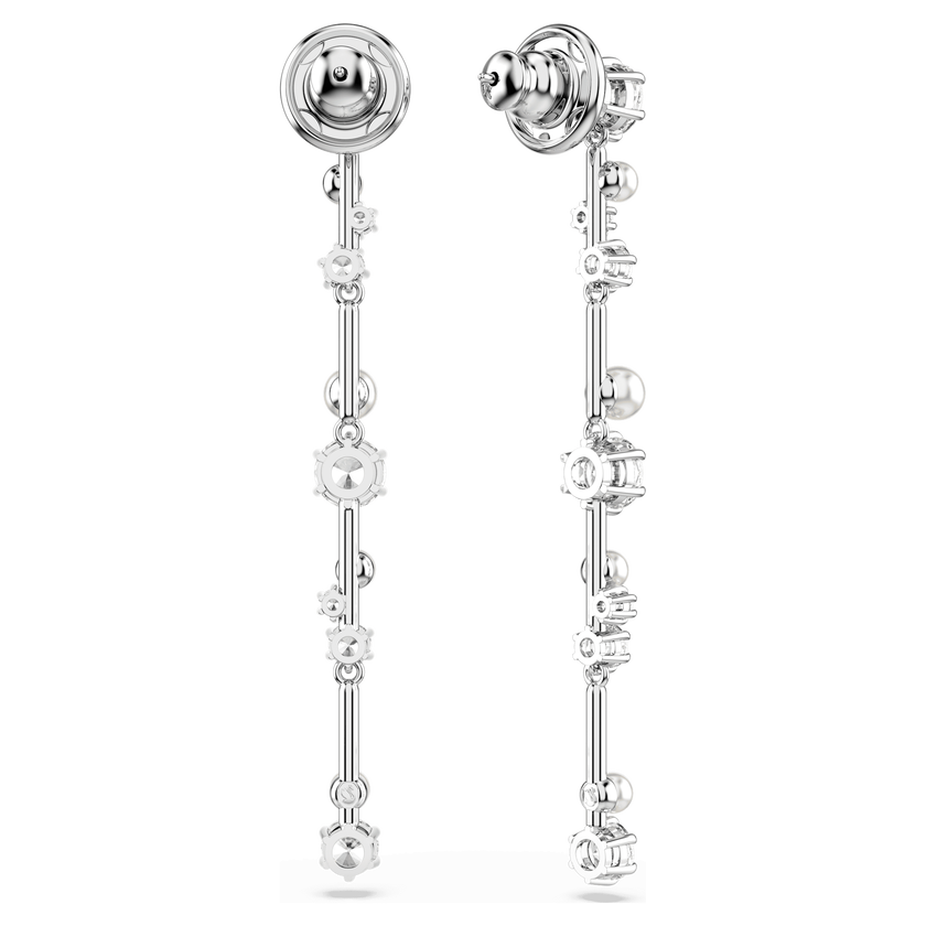 swarovski أقراط متدلية constella، لؤلؤ كريستال، قطع مستدير، لون أبيض، طلاء روديوم