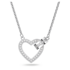 Lovely necklace, Heart, White, Rhodium plated