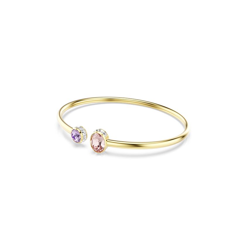 swarovski chroma bangle  mixed cuts  multicolored  gold tone plated