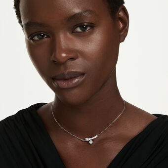 swarovski matrix necklace  round cut  white  rhodium plated