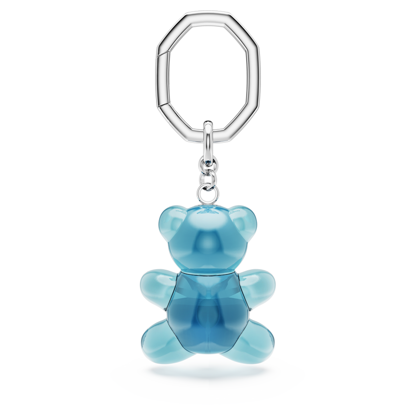 swarovski teddy key ring  bear  blue  rhodium plated